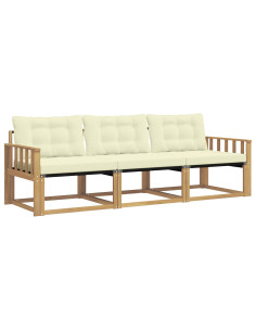 Set di divani da esterno con cuscino 3 pcs Bianco e Crema 2