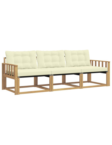 Set di divani da esterno con cuscino 3 pcs Bianco e Crema