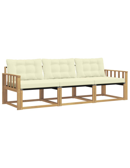 Set di divani da esterno con cuscino 3 pcs Bianco e Crema