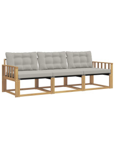 Set di divani da esterno 3 pcs Bianco e Grigio Chiaro 2