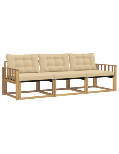 Set di divani da esterno con cuscino 3 pcs Bianco e Beige 2
