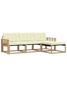 Set di divani da esterno con cuscino 4 pcs Bianco e Crema 2