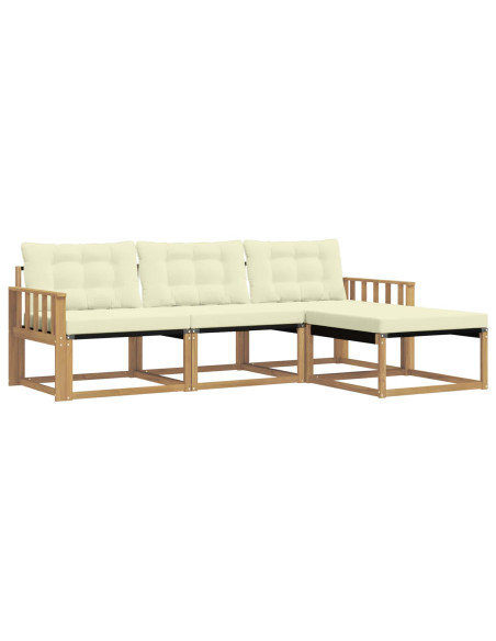 Set di divani da esterno con cuscino 4 pcs Bianco e Crema