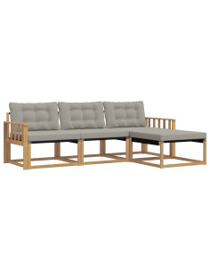 Set di divani da esterno 4 pcs Bianco e Grigio Chiaro 2