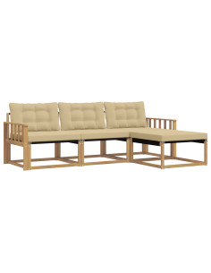 Set di divani da esterno con cuscino 4 pcs Bianco e Beige 2