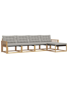 Set di divani da esterno 5 pcs Bianco e Grigio Chiaro 2
