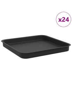 Vassoio Quadrato per Fiori 24 pcs Nero 25,5 x 25,5 x 2,5 cm 2