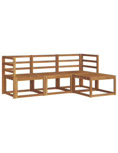 Set di divani 4 pcs Naturale Legno di Acacia Massello 2