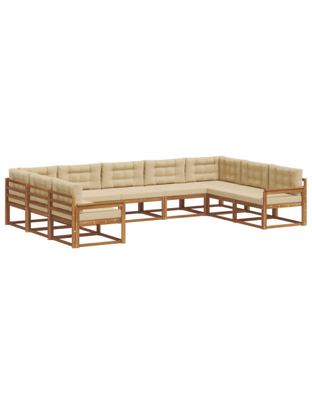 Set di divani da esterno con cuscino 9 pcs Naturale e Beige