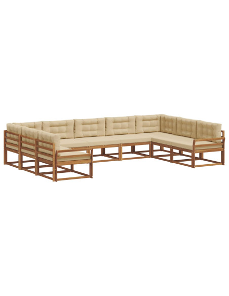 Set di divani da esterno con cuscino 9 pcs Naturale e Beige