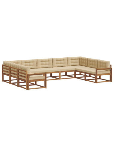 Set di divani da esterno con cuscino 9 pcs Naturale e Beige