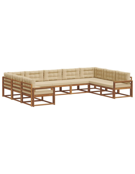 Set di divani da esterno con cuscino 9 pcs Naturale e Beige