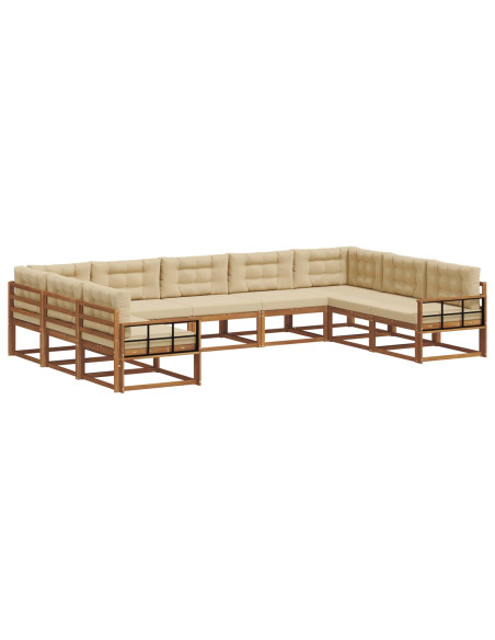 Set di divani da esterno con cuscino 9 pcs Naturale e Beige