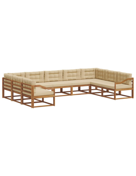 Set di divani da esterno con cuscino 9 pcs Naturale e Beige