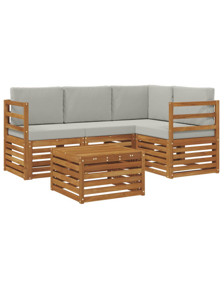 Set divani con cuscino 5 pcs Grigio Naturale e Chiaro