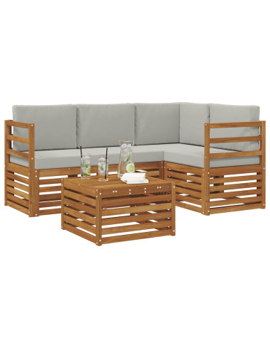Set divani con cuscino 5 pcs Grigio Naturale e Chiaro