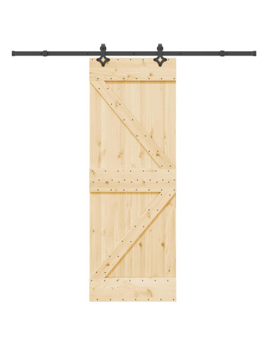 Porta scorrevole NARVIK Naturale e Nero 70 x 210 cm (213,5 cm)