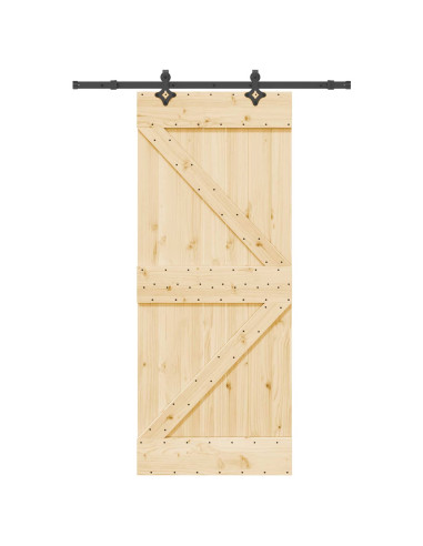 Porta scorrevole NARVIK Naturale e Nero 85 x 210 cm (152,5 cm)