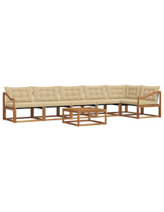 Set di divani da esterno con cuscino 7 pcs Naturale e Beige 2