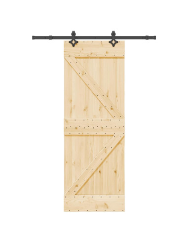 Porta scorrevole NARVIK Naturale e Nero 70 x 210 cm (152,5 cm)