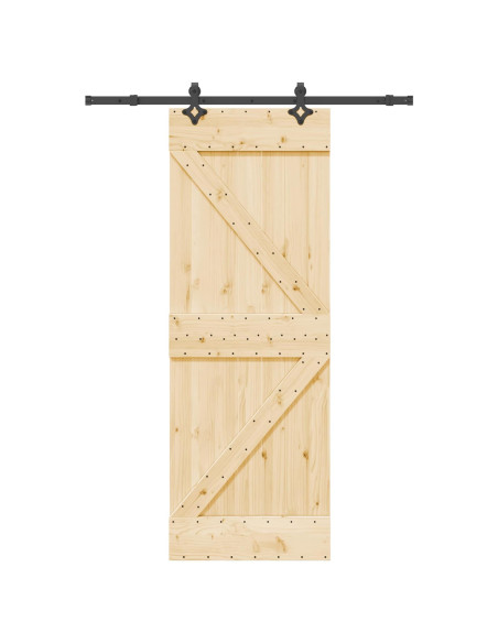 Porta scorrevole NARVIK Naturale e Nero 70 x 210 cm (152,5 cm)