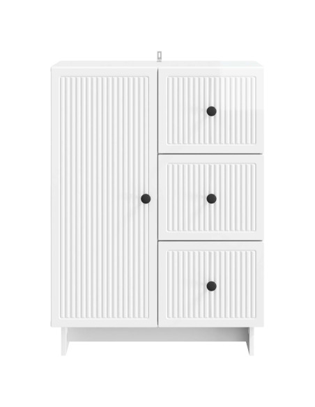 Credenza Bianco Lucido 66 x 34,5 x 90 cm Legno ingegnerizzato
