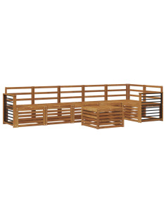 Set divano sezionale 7 pcs Naturale Legno di Acacia Massello 2