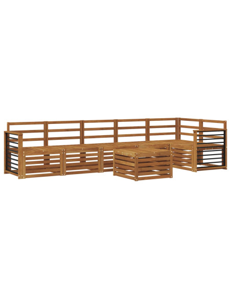 Set divano sezionale 7 pcs Naturale Legno di Acacia Massello