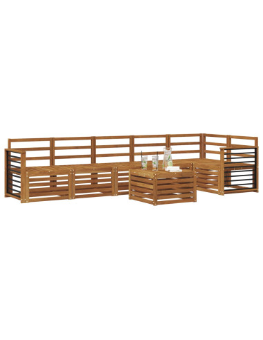 Set divano sezionale 7 pcs Naturale Legno di Acacia Massello