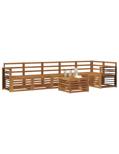 Set divano sezionale 7 pcs Naturale Legno di Acacia Massello