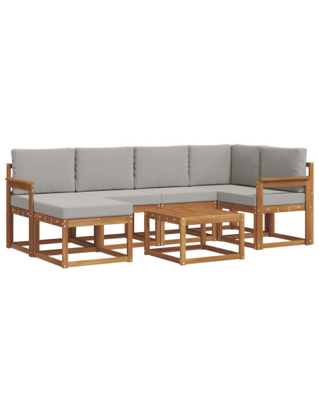 Set di divani da esterno 7 pcs Grigio Naturale e Chiaro