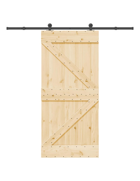 Porta scorrevole NARVIK Naturale e Nero 95 x 210 cm (213,5 cm)