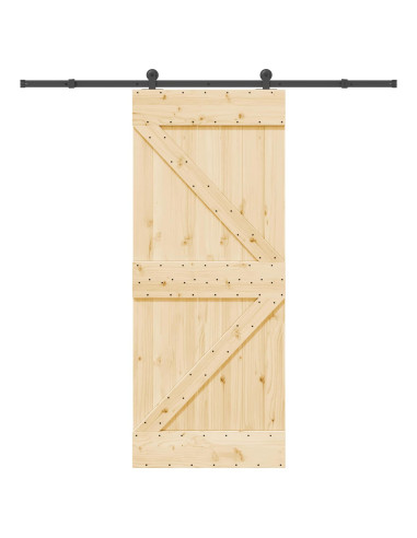 Porta scorrevole NARVIK Naturale e Nero 85 x 210 cm (213,5 cm)