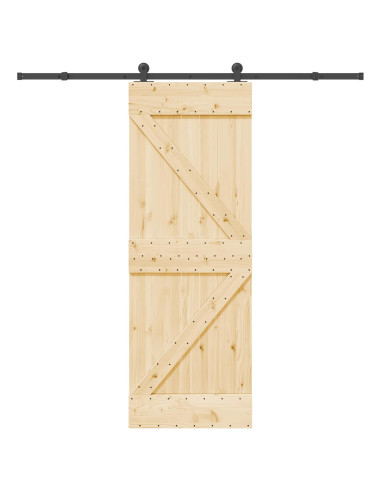 Porta scorrevole NARVIK Naturale e Nero 70 x 210 cm (213,5 cm)