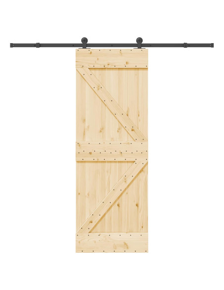 Porta scorrevole NARVIK Naturale e Nero 70 x 210 cm (213,5 cm)