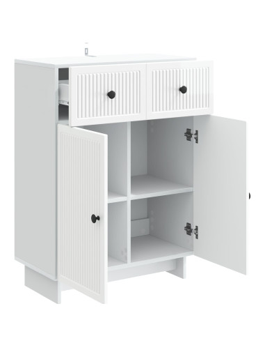 Credenza Bianco Lucido 66 x 34,5 x 90 cm Legno ingegnerizzato