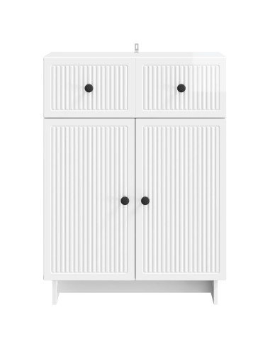 Credenza Bianco Lucido 66 x 34,5 x 90 cm Legno ingegnerizzato
