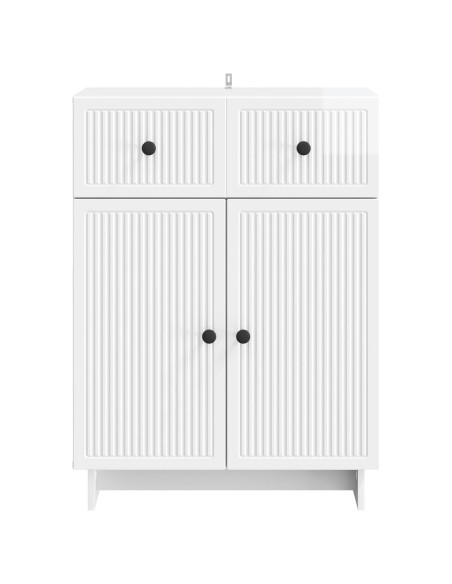 Credenza Bianco Lucido 66 x 34,5 x 90 cm Legno ingegnerizzato