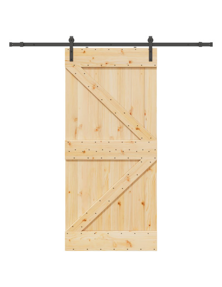 Porta scorrevole NARVIK Naturale e Nero 80 x 210 cm (213,5 cm)