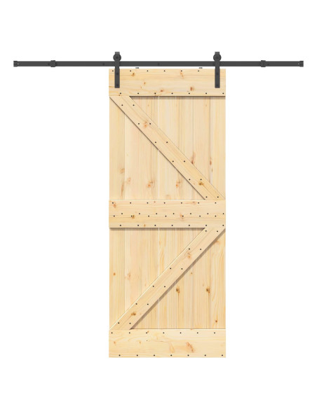 Porta scorrevole NARVIK Naturale e Nero 85 x 210 cm (213,5 cm)