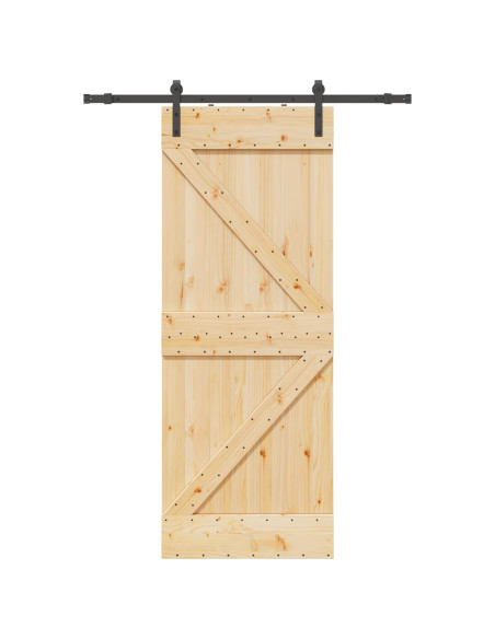 Porta scorrevole NARVIK Naturale e Nero 80 x 210 cm (152,5 cm)