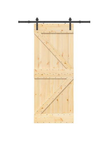 Porta scorrevole NARVIK Naturale e Nero 85 x 210 cm (152,5 cm)