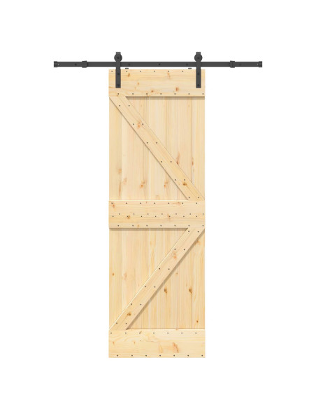 Porta scorrevole NARVIK Naturale e Nero 70 x 210 cm (152,5 cm)