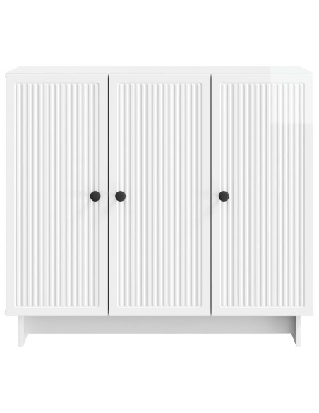 Credenza Bianco Lucido 89 x 34,5 x 80 cm Legno ingegnerizzato