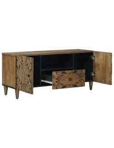 Mobile TV Marrone 105 x 33,5 x 46 cm Legno di mango massello 2