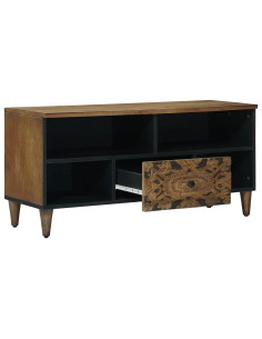 Mobile TV Marrone 100 x 33,5 x 46 cm Legno di mango massello 2