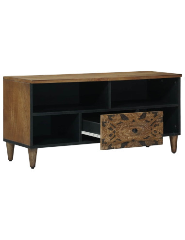 Mobile TV Marrone 100 x 33,5 x 46 cm Legno di mango massello