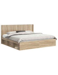 Struttura del letto con stoccaggio e testata Rovere Sonoma 2