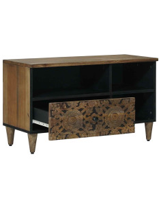 Mobile TV Marrone 80 x 33,5 x 46 cm Legno di mango massello 2