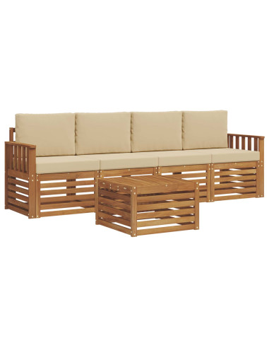 Set divani Naturale e Beige Legno di Acacia Massello